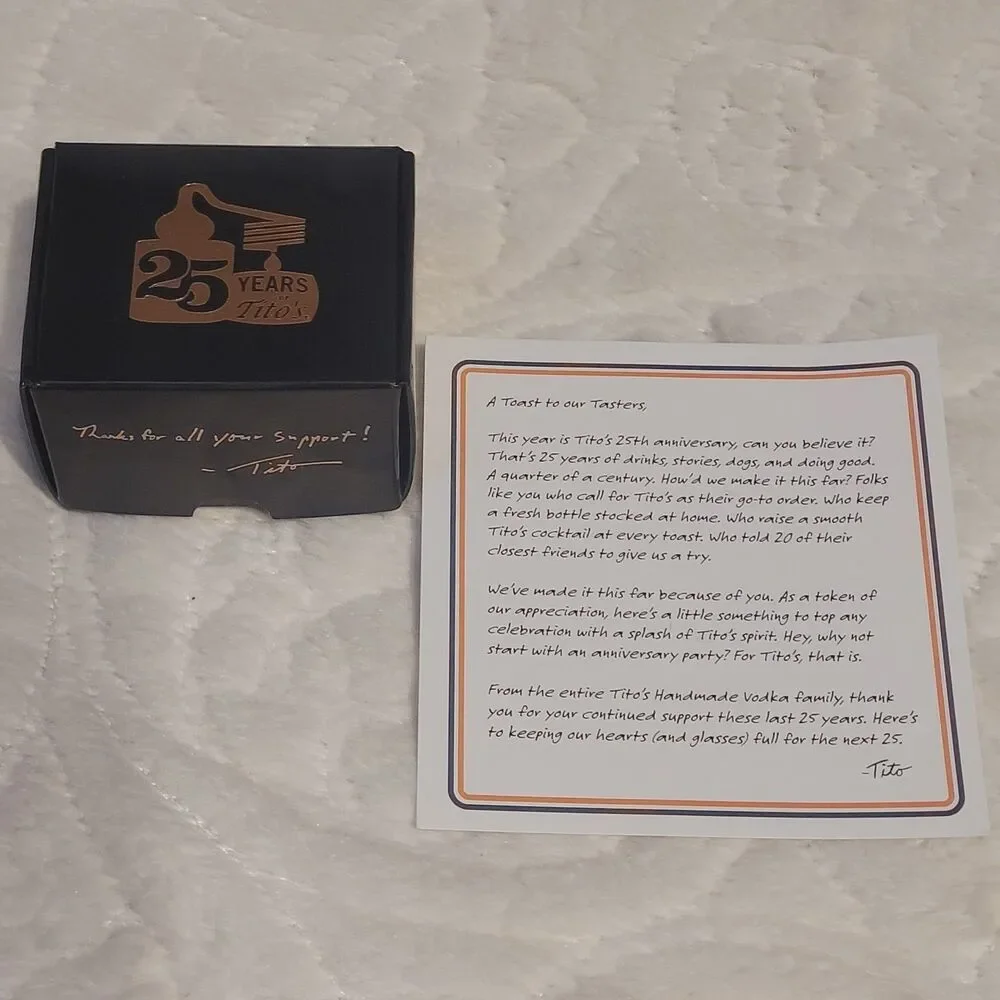 Titos Vodka 25th Anniversary Bottle Topper Stopper Collectible New in Box